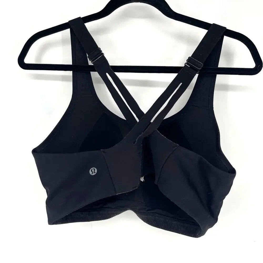 Lululemon AirSupport Bra High Support Run Black Asphalt Grey 38D